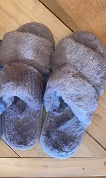 Brown Fuzzy Slippers 