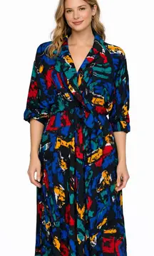 Vintage Lorac Original Lady Carol 14.5 90s Artsy Abstract Button Front