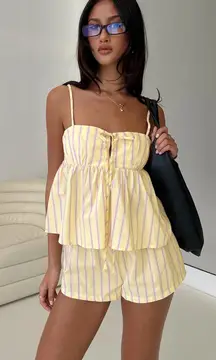 Princess Polly Solaris yellow and purple striped tank SIZE 4 shorts SIZE 6