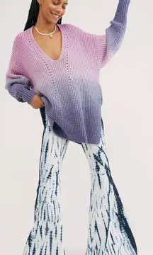Free People Come Together Purple‎ Blue Ombre Sweater Tunic Size Large