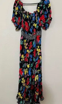 RIXO for target bright colorful floral off the shoulder maxi dress 24W/26W plus