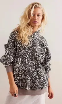 Free People It's A Vibe Printed Hoodie We The Free Leopard Print XSmall
