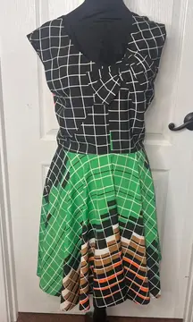 Anthropologie Eva Franco Grid Print‎ Multi-colored Dress Size Large NWT