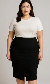 Anne Klein Black Pencil Skirt Asymmetrical Knit Stretch 3X Work Career NWT