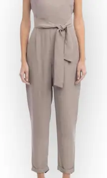NWT Lost April Sleeveless Jumpsuit with back straps - Driftwood Taupe Brown M