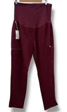 FIGS NWT Yola Maternity 2.0 Petite Skinny Scrub Pants XL Burgundy Workwear