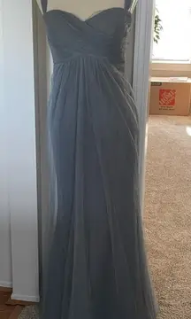 Jenny Yoo Pleated Bust Mesh Overlay Maxi Gown Bridesmaid Prom  Formal Size 2