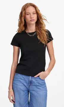 NWT Madewell Essential Slim Tee in Lightweight Cotton Black Size XS