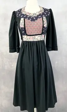 VTG 70s Young Edwardian Arpeja Prairie Dress Small Patchwork Folk Cottage Boho