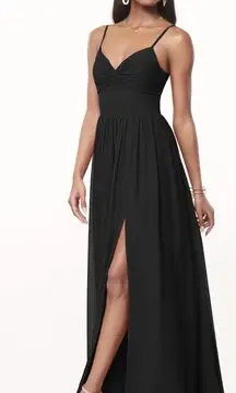 Azazie Zeya Tie Back Split Hem Bridesmaid/Formal Dress in Black size A4