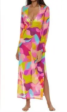 TRINA TURK Echo Mesh Retro Multi Maxi Swim Coverup Dress