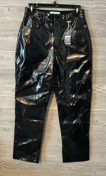 Abercrombie Curve Love 90s Straight Ultra High Rise Pant Vegan Leather‎ 26 2S