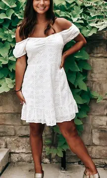 White Floral Keyhole Mini Dress