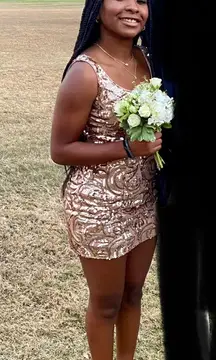 gold sequin hoco dress 