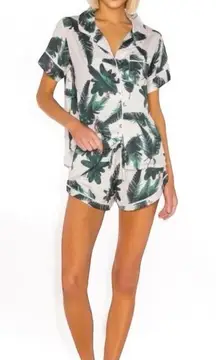 Revolve Plush Women’s‎ Size S Pink Jungle Print Satin Pajama Set Tropical Shorts
