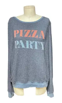 Wildfox Pizza Party Baggy Beach Jumper‎ Sweater Blue Size Small