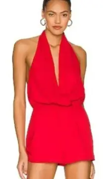 NWT superdown Emma Halter Romper in Bright Red; Medium; Revolve Romper