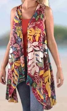 Sacred Threads colorful tropical kimono wrap top with pockets size medium NWT