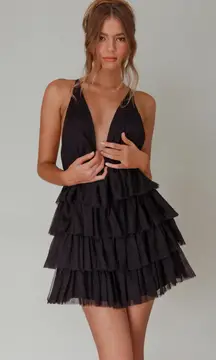 Selfie Leslie Mini Dress Ruffle Black (homecoming)