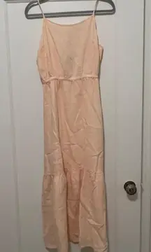 Cloth + Stone Anthropologie Peach Midi Tiered 100% Linen Dress NWT