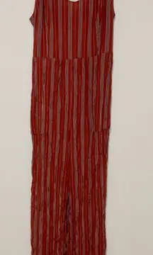 American Eagle Striped‎ wide leg jumpsuit red size medium