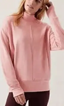 Athleta Apollo Mock‎ Crewneck Sweatshirt Conch Pink Heather Size Small