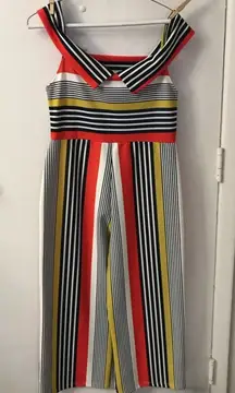 Privy Color-block Capri Jumpsuit L Colorful Dopamine Stripes Resortwear Retro