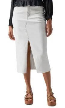 Sanctuary‎ Womens High Rise Front Slit Denim Midi Pencil Skirt White Size 24 NWT