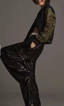 By Anthropologie Sequin Cargo Pants Black US 8