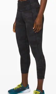 Lululemon Fast and Free High-Rise Crop 23” – Incognito Camo Multi Gray – Size 8