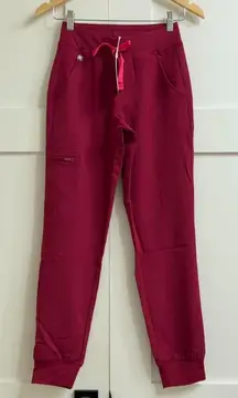 Figs Women's Zamora Jogger Scrub Pants in Deep Cranberry, Size XXS