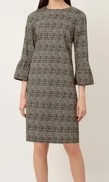 Hobb London Shift Dress Houndstooth tweed Cream, Gray, Black Size 4