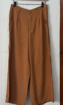 Mi Ami Mustard Wide Leg Cropped Trouser Pants Size Large
