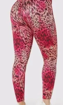 YITTY NEW  Headliner Shaping High Waisted Leggings Leopard Animal Print Pink S