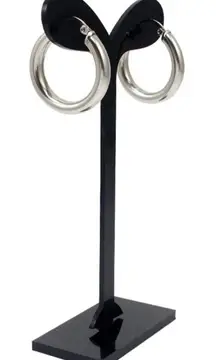 Chunky Tubular Hoop Earrings‎ | White Gold Filled