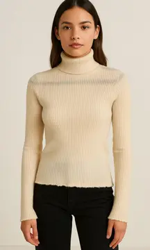 MM6‎ MAISON MARGIELA Turtleneck Sweater Cream Medium *FLAWED*