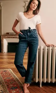 SEZANE Manu Relaxed Fit Jeans Women’s Size 6 Tapered Leg Cotton Denim FR 38