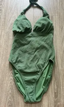 VIX Paula Hermanny army green‎ seersucker one piece NWT Size Small