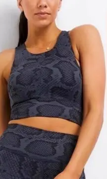 All Fenix‎ Women's L Large Blue Gray Snake Print Long Line Sports Bra Top