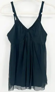 Express Womens Whimsigoth Y2K Dark Witchy Mesh Babydoll Tank‎ Top Size M Black