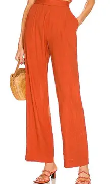 MONROW Linen Pleat Pants in Faded Rust Size M