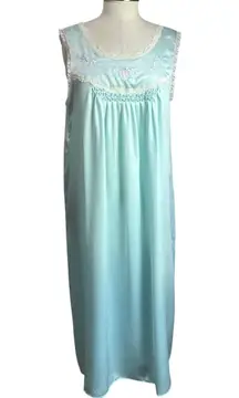 80s Vintage Light Blue Barbizon Danity Elegant Night Gown Sz M