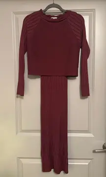 Maroon Ribbed Dress