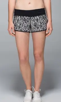 LULULEMON Speed Up Shorts 3” In‎ Pretty Palm Black Angel Wing Black Size 6