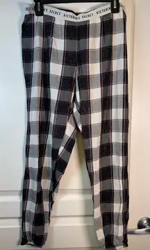 Victoria's Secret Plaid Black White Checkers Glittery Pajama Pants Small #2066