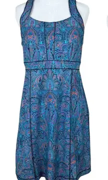 Title Nine Dress 6 Blue Purple‎ Trouble Nimblene Paisley Built In Bra Zip Sheath