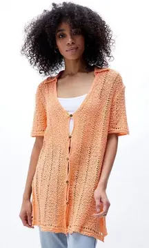 Free‎ People Soda Pop Crochet Cardigan Sweater Sz S in Orange