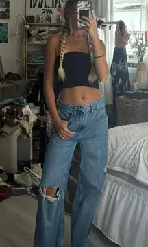 Wide Leg Rip Jeans