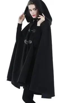 SUFCOMOU Cape Coat Women Hooded Poncho Cloak Vintage Plus Size Outwear Winter/