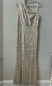 Eliza J  Champagne Sequin Formal long Dress SZ 12